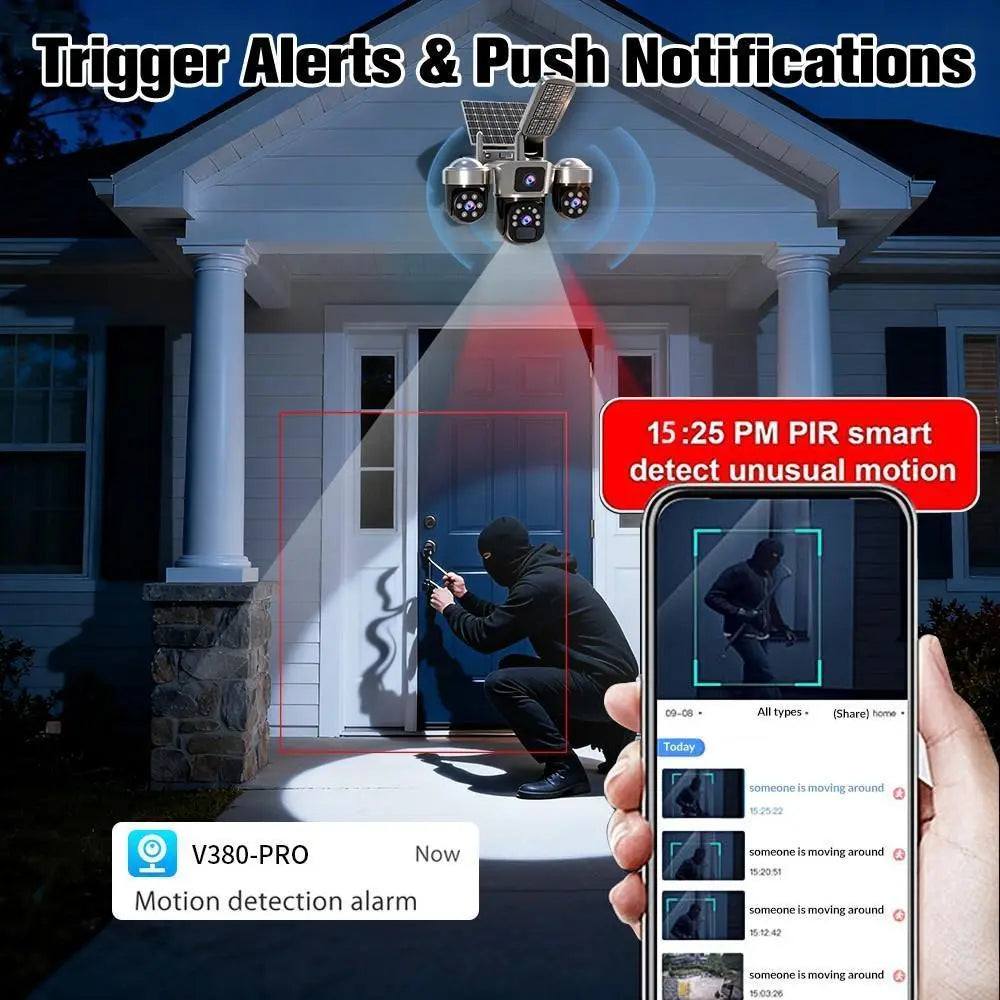 Revolutionary Solar CCTV WiFi Security Camera with Dual Lenses - 1080P HD Clarity, Motion Detection & Color Night Vision for Ultimate Outdoor Protection