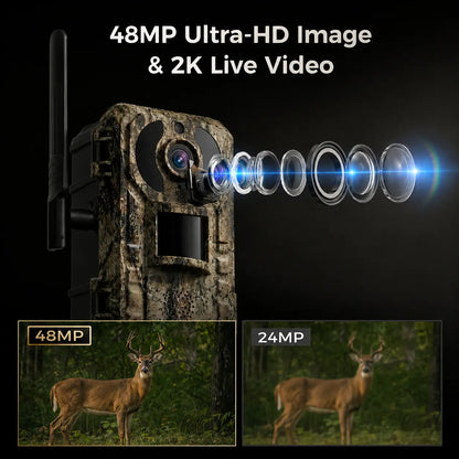 Revolutionary 4G LTE Solar-Powered Hunting Trail Camera with 2K Live Feed and Fast PIR Trigger - Ultimate Wildlife Monitoring Solution!