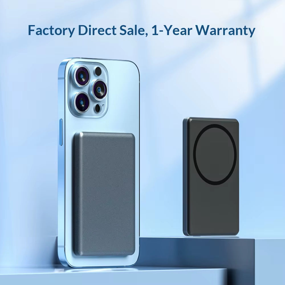 Ultra-Thin Magnetic Wireless Power Bank 5000 Mah PD20W Fast Charging Aluminum Alloy Compact Mobile Power Bank