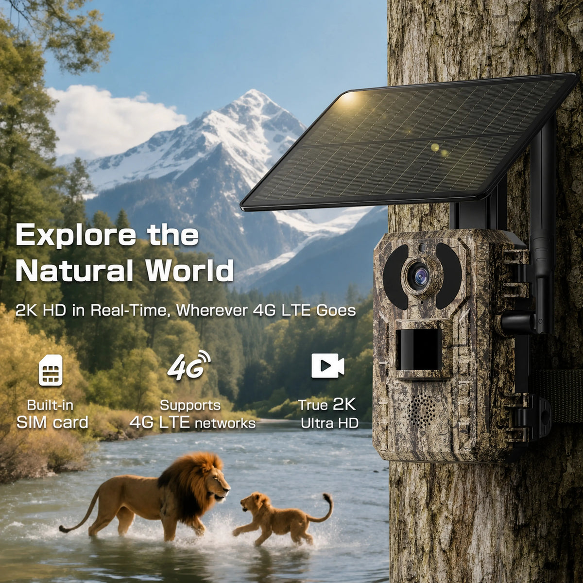 Revolutionary 4G LTE Solar-Powered Hunting Trail Camera with 2K Live Feed and Fast PIR Trigger - Ultimate Wildlife Monitoring Solution!