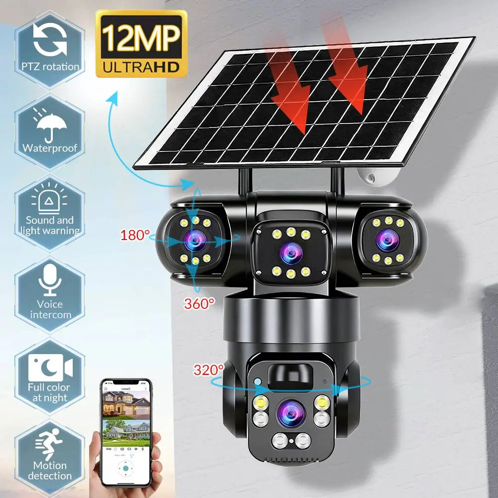 Revolutionary Solar CCTV WiFi Security Camera with Dual Lenses - 1080P HD Clarity, Motion Detection & Color Night Vision for Ultimate Outdoor Protection