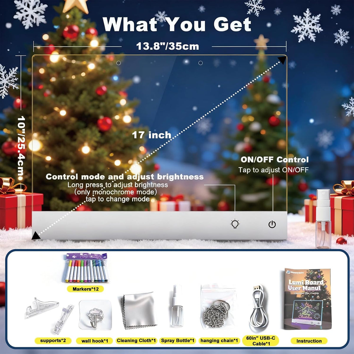 Illuminate Creativity with the 17" LED Drawing Board - 13 Light Effects & Rechargeable Glow Doodle Tablet for Kids - Perfect Gift for Birthdays & Holidays