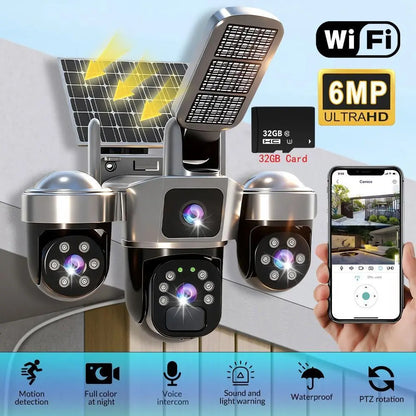 Revolutionary Solar CCTV WiFi Security Camera with Dual Lenses - 1080P HD Clarity, Motion Detection & Color Night Vision for Ultimate Outdoor Protection