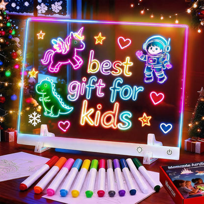 Illuminate Creativity with the 17" LED Drawing Board - 13 Light Effects & Rechargeable Glow Doodle Tablet for Kids - Perfect Gift for Birthdays & Holidays