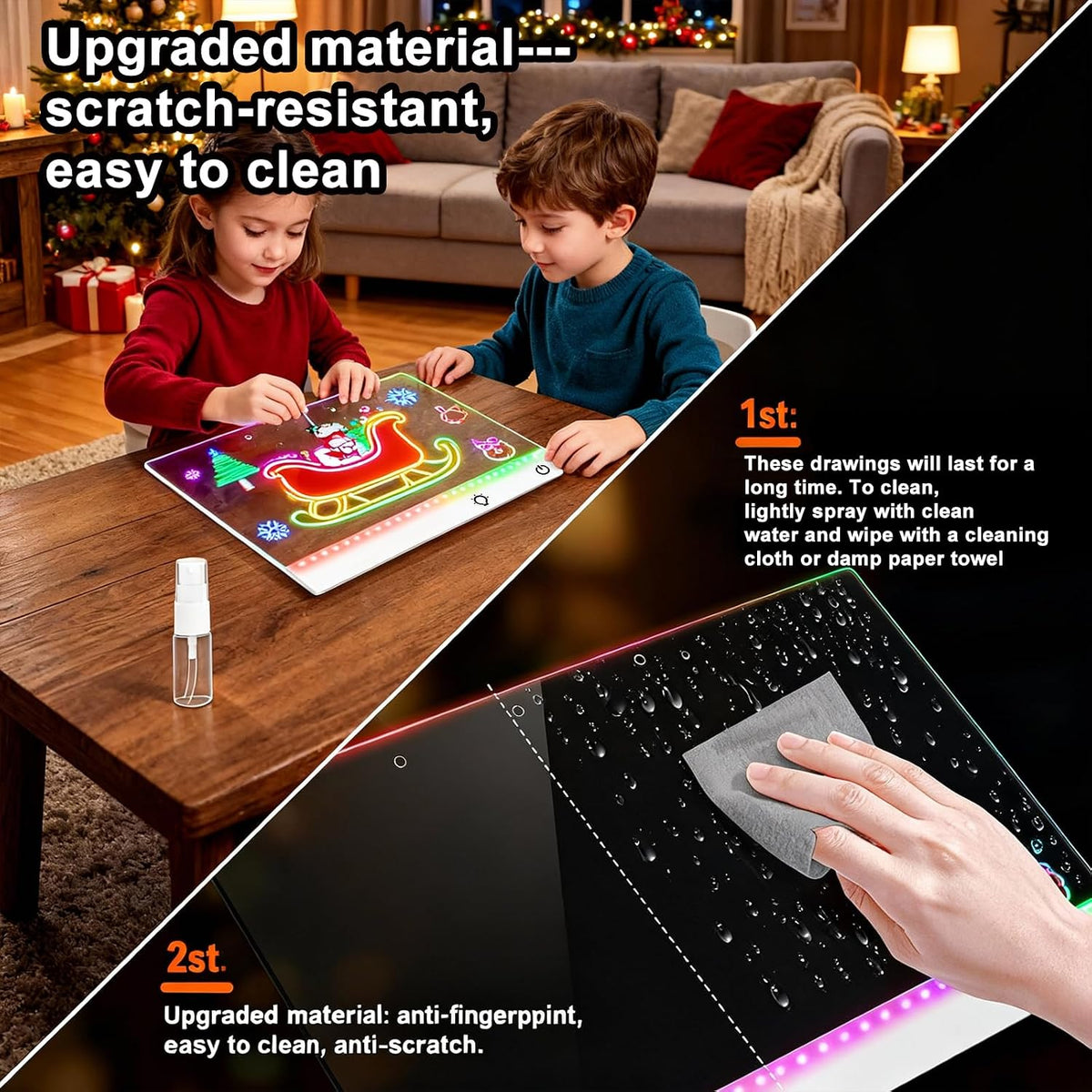 Illuminate Creativity with the 17" LED Drawing Board - 13 Light Effects & Rechargeable Glow Doodle Tablet for Kids - Perfect Gift for Birthdays & Holidays