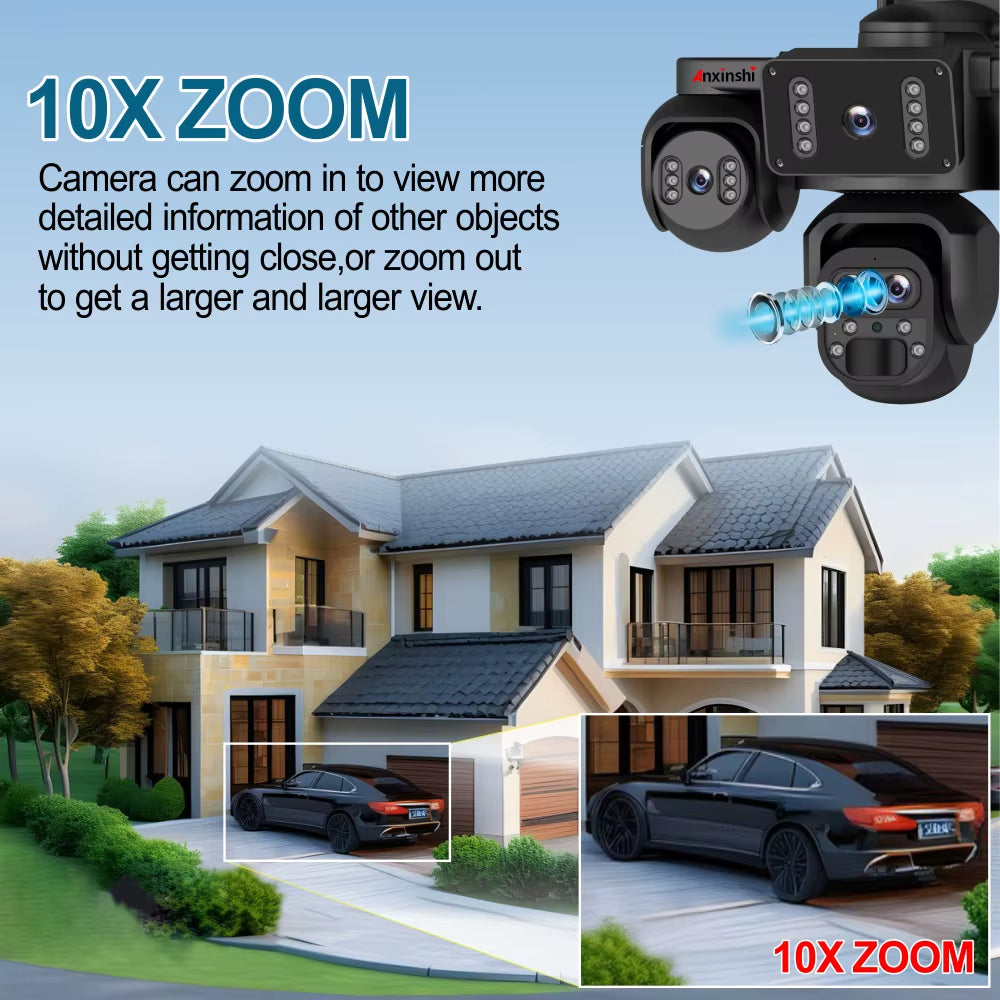 Revolutionary 20MP Five-Lens Solar PTZ Camera - Experience Unmatched Clarity with 10X Zoom, 24/7 Continuous Recording, and Smart Human Detection for Ultimate Outdoor Security