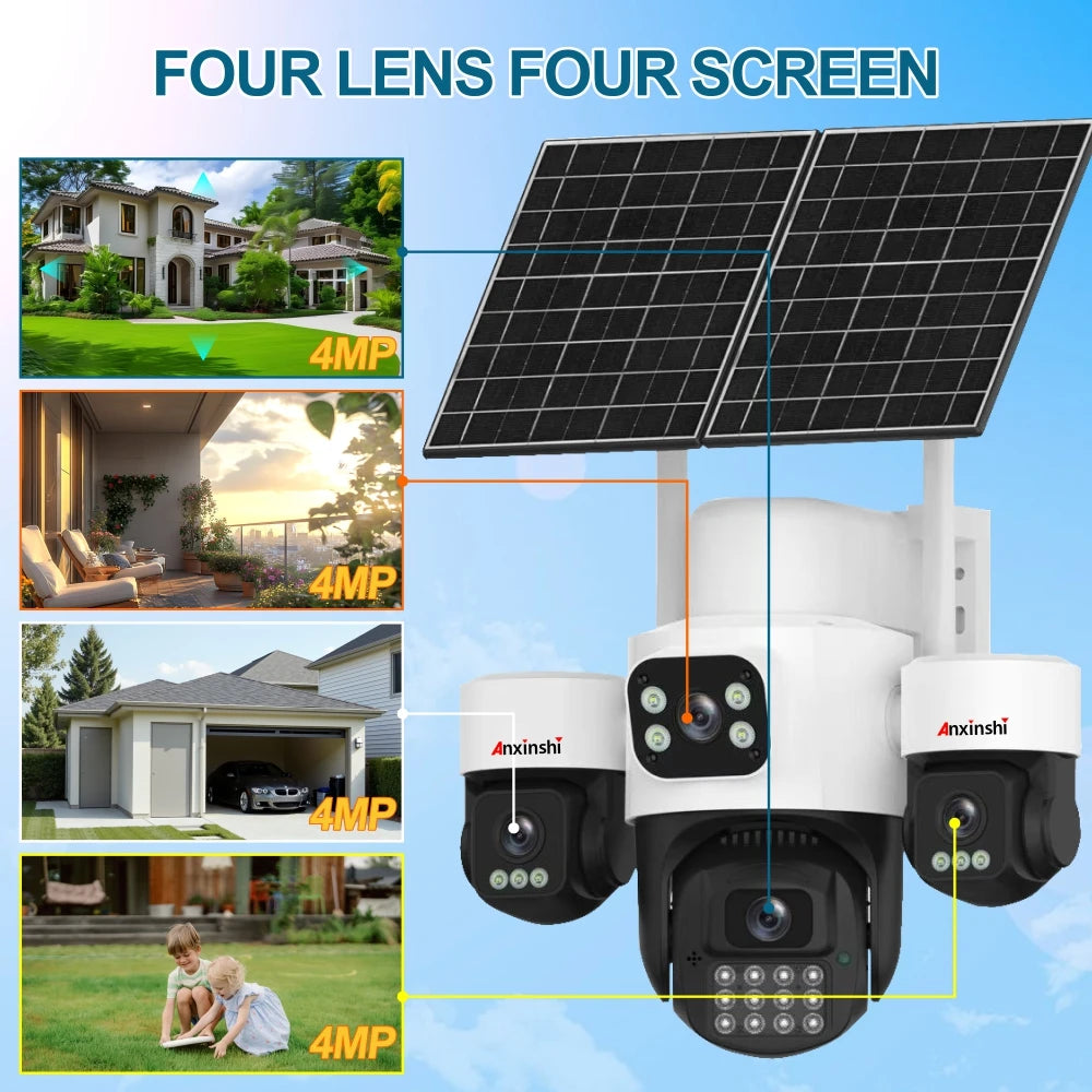Elevate Your Security with the Ultimate 4G 16MP UHD Solar-Powered PTZ Camera: Rainproof, Wireless, and Equipped with Built-In Siren and Cloud Storage