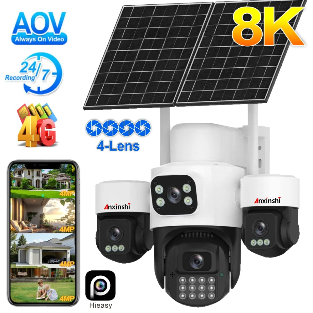 Elevate Your Security with the Ultimate 4G 16MP UHD Solar-Powered PTZ Camera: Rainproof, Wireless, and Equipped with Built-In Siren and Cloud Storage