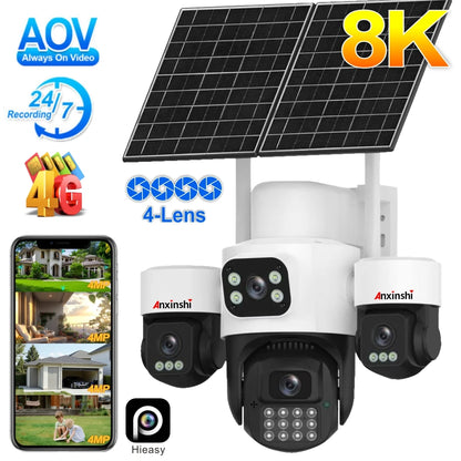 Elevate Your Security with the Ultimate 4G 16MP UHD Solar-Powered PTZ Camera: Rainproof, Wireless, and Equipped with Built-In Siren and Cloud Storage