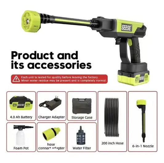Experience Ultimate Convenience with the SEESE Cordless Pressure Washer - Your Go-To Portable Solution for Car Cleaning, Home Care, and Garden Watering!