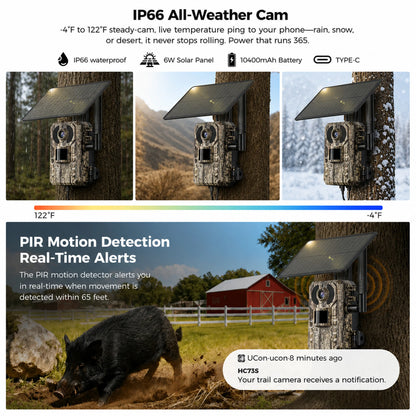Revolutionary 4G LTE Solar-Powered Hunting Trail Camera with 2K Live Feed and Fast PIR Trigger - Ultimate Wildlife Monitoring Solution!
